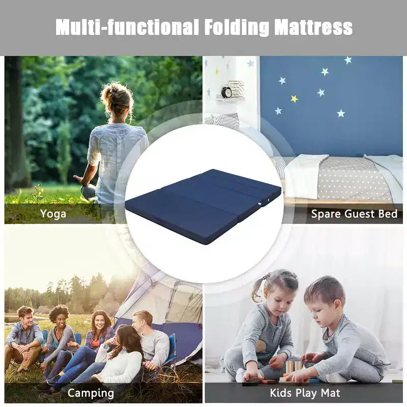 Materasso Pieghevole 4'' Queen Size - in Schiuma, Pieghevole, per Divano Letto, Ospiti