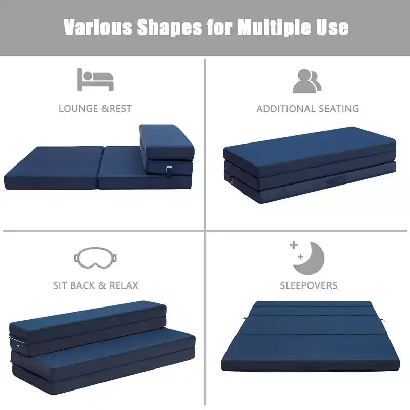 Materasso Pieghevole 4'' Queen Size - in Schiuma, Pieghevole, per Divano Letto, Ospiti