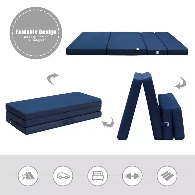 Materasso Pieghevole 4'' Queen Size - in Schiuma, Pieghevole, per Divano Letto, Ospiti