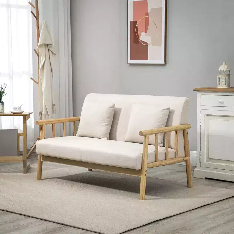 Divano a 2 posti da 48 pollici per piccoli spazi, divanetto moderno per camera da letto, mobili per soggiorno e altro, piccolo divano imbottito, beige
