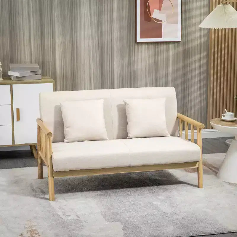 Divano a 2 posti da 48 pollici per piccoli spazi, divanetto moderno per camera da letto, mobili per soggiorno e altro, piccolo divano imbottito, beige