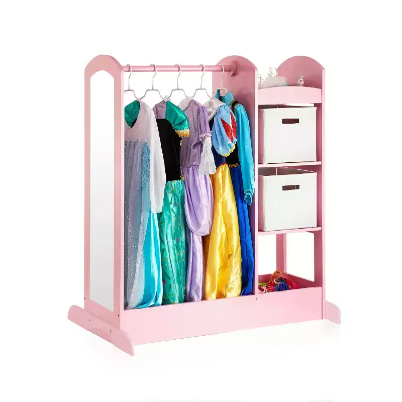 Guardaroba e Centro Travestimenti See and Store: Organizzatore di Vestiti e Costumi per Bambini, Armadio Appeso con Specchio e Contenitori