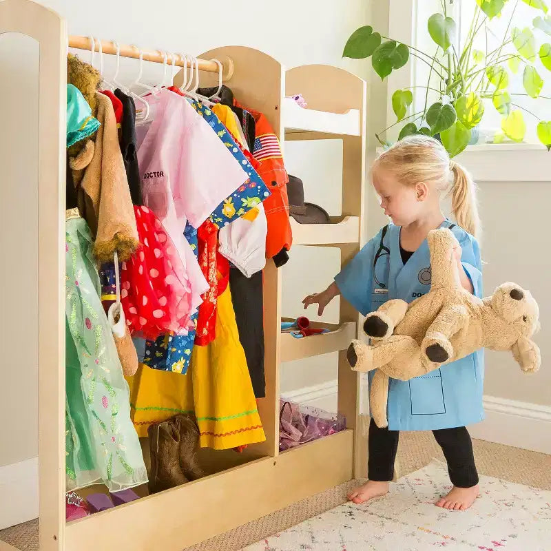 Guardaroba e Centro Travestimenti See and Store: Organizzatore di Vestiti e Costumi per Bambini, Armadio Appeso con Specchio e Contenitori