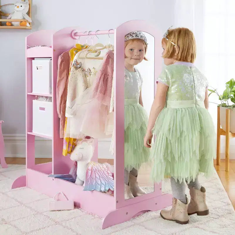 Guardaroba e Centro Travestimenti See and Store: Organizzatore di Vestiti e Costumi per Bambini, Armadio Appeso con Specchio e Contenitori