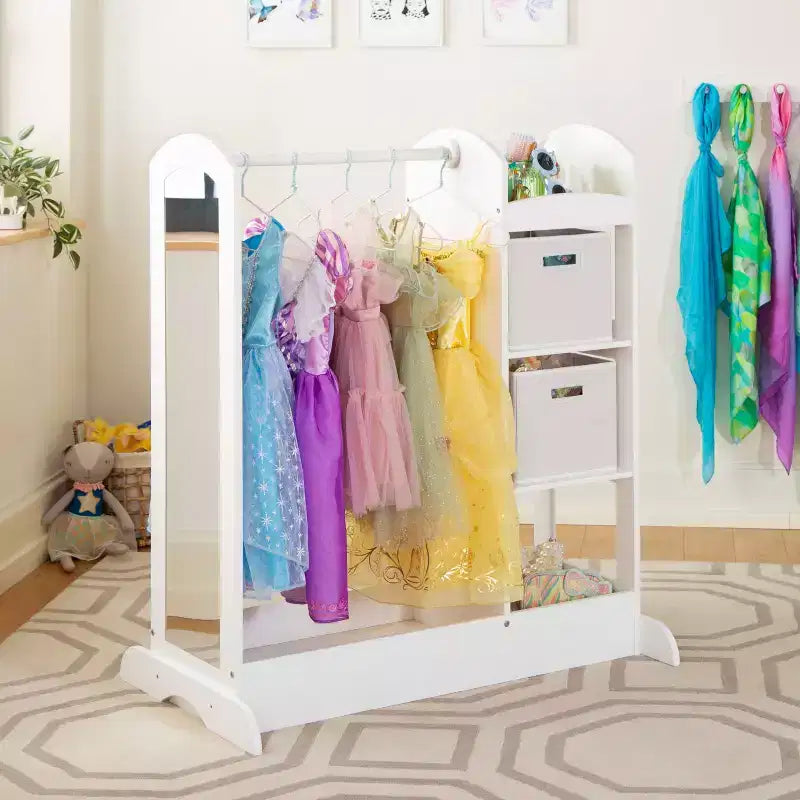 Guardaroba e Centro Travestimenti See and Store: Organizzatore di Vestiti e Costumi per Bambini, Armadio Appeso con Specchio e Contenitori